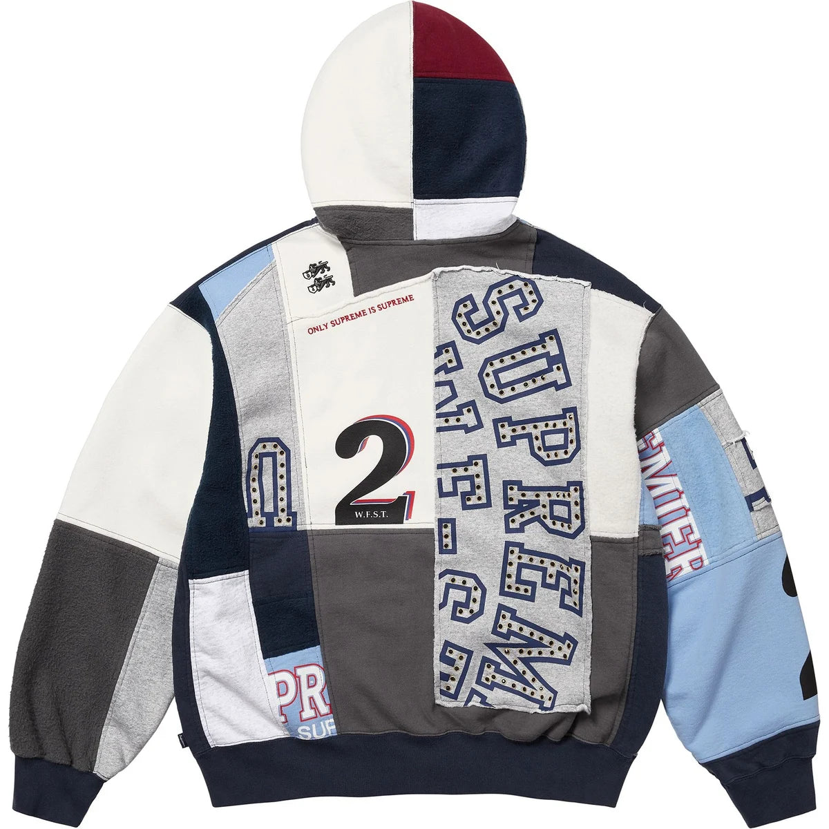Supreme Patchwork Zip Up Hooded Sweatshirt