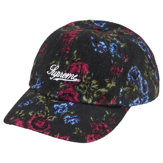Supreme Gorra de 6 paneles de Franela Floral 'Negro'