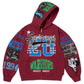 Supreme Warriors Applikations-Kapuzenpullover mit Reißverschluss „Rot“