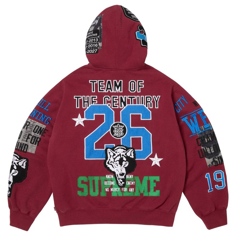 Supreme Warriors Applikations-Kapuzenpullover mit Reißverschluss „Rot“